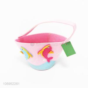 Wholesale hottest lovely cartoon dolphin felt basket candy basket