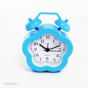 New products premium flower shape double bell plastic alarm clock