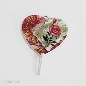 Attractive design heart shape wooden wall hook with rose printing