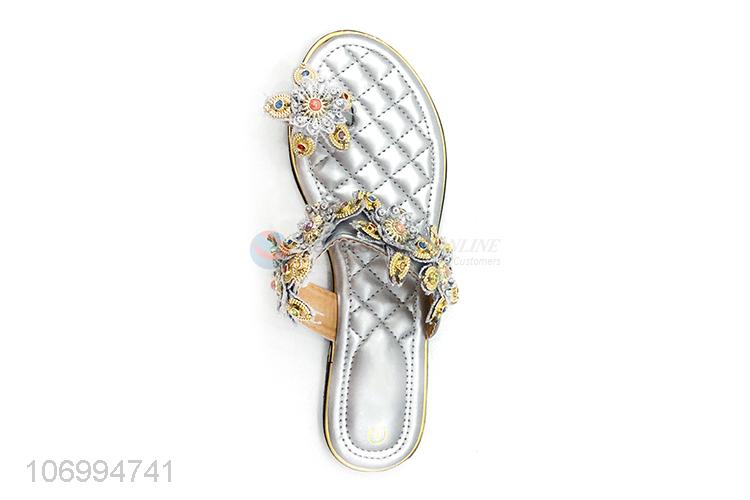 Wholesale ladies outdoor flower design thong slipper fashion slippers