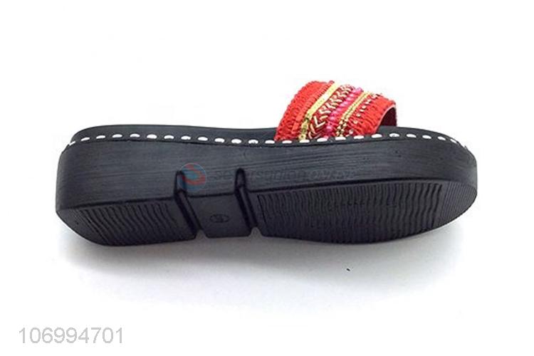 Best sale ladies summer outdoor weaving platform slippers