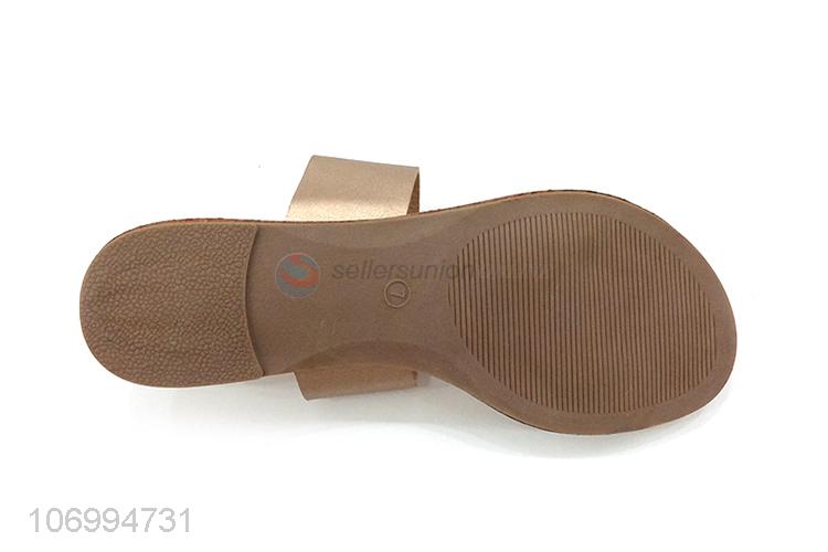 Hot selling women classic outdoor golden pu leather slippers