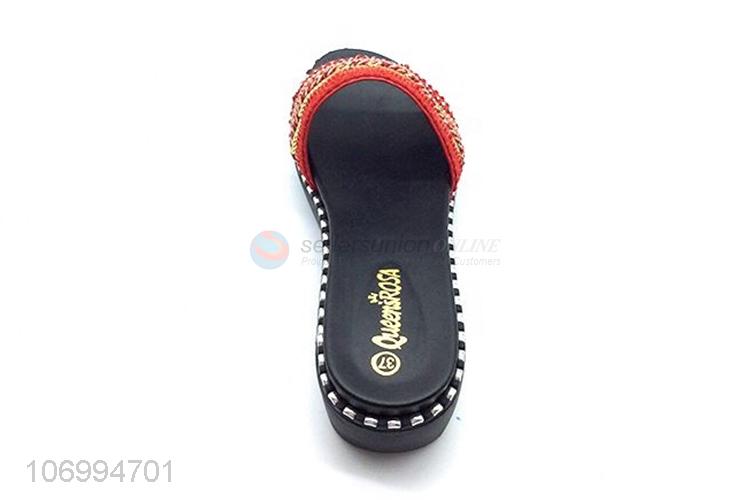 Best sale ladies summer outdoor weaving platform slippers