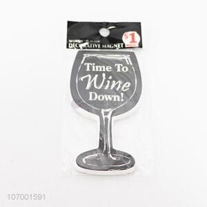 Factory sell souvenir wine glass shape ceramic fridge magnet