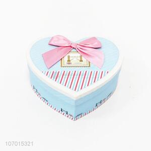 Fashion design heart shape paper gift box candy box with bowknot