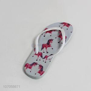 Factory price cartoon unicorn printed men flip flops men slippers