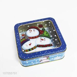 Premium quality square Christmas tin can candy can with window