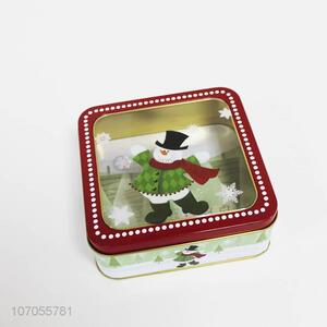 Factory wholesale square Christmas tin can iron can with window