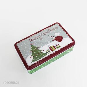 Good sale rectangle Christmas tinplate box candy tin cans