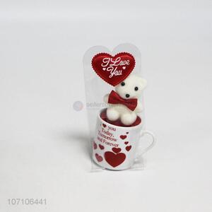 High quality exquisite Valentine gifts ceramic mug set with bear