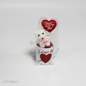 Good sale delicate Valentine gifts ceramic mug set with bear