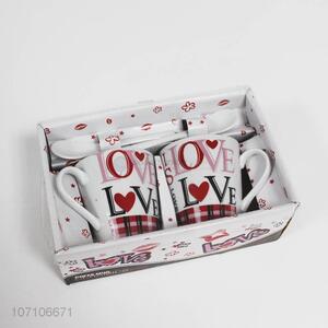 New Love Heart Design Ceramic Coffee Mug Set for Valentine's Day Gift