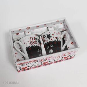 Lowest Price Valentine's Day Gift  Ceramic Couple Mug with Spoon