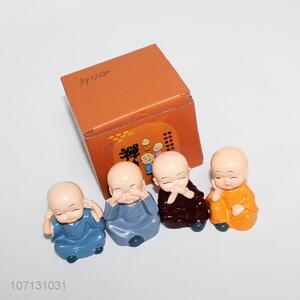 Creative design resin little monk figurines for home decoration