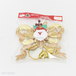 Latest arrival hanging gold plastic Christmas bowknot for decoration