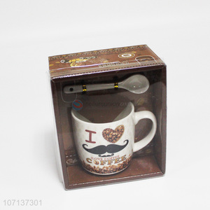 Contracted Design Ceramic Cup Coffee Cup With Spoon