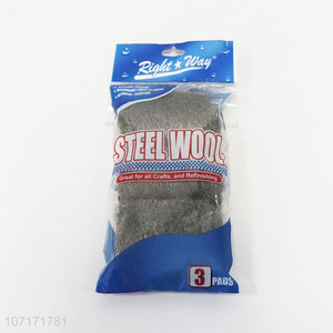Factory price 3 pieces steel wool cleaning pads for household goods