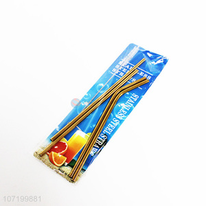 Promotional gold food grade stainless steel drinking straws cocktail straws with cleaning brush