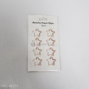 Suitable price 8 pieces star shape iron paper clips metal bookmarks