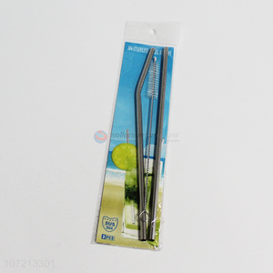 Wholesale 2 Pieces Stainless Steel Straw With Cleaning Brush Set