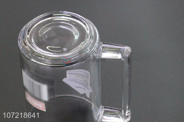 Hot Selling Reusable Transparent Tempered Glass Cup With Handle