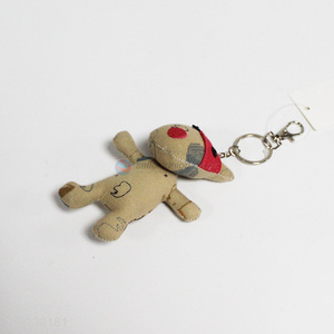 Low price stuffed dog key chain fabrics keyring