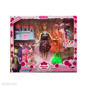 Fashion Design Beauty Girls Doll With Dresses Set