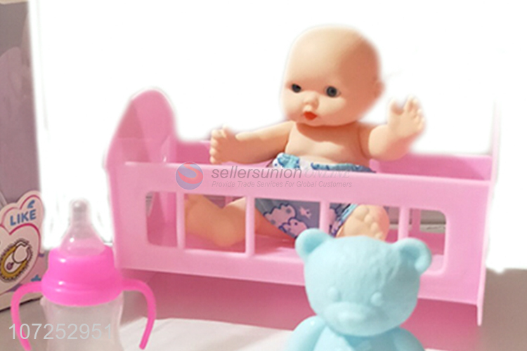 Contracted Design Bed And Doll Toy Vinyl Doll Bed Toy For Kids