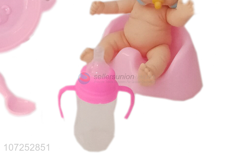 Cheap Vinyl Sleeping Baby Doll Toy With Feeder Bottle And Toilet