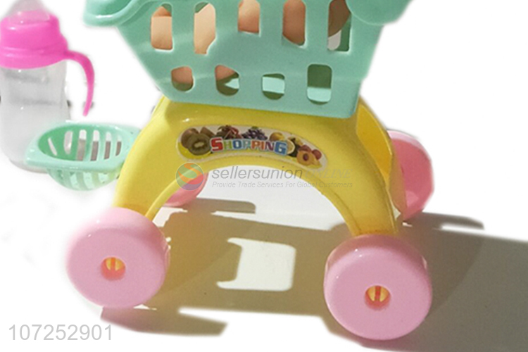 New Lovely Vinyl Baby Doll Toy Playing Toy Set With Shopping Cart