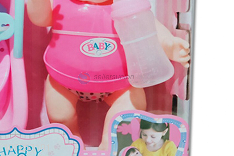 New Vinyl Baby Girl Drinking Water Pee Bath Tub Doll Toy Set