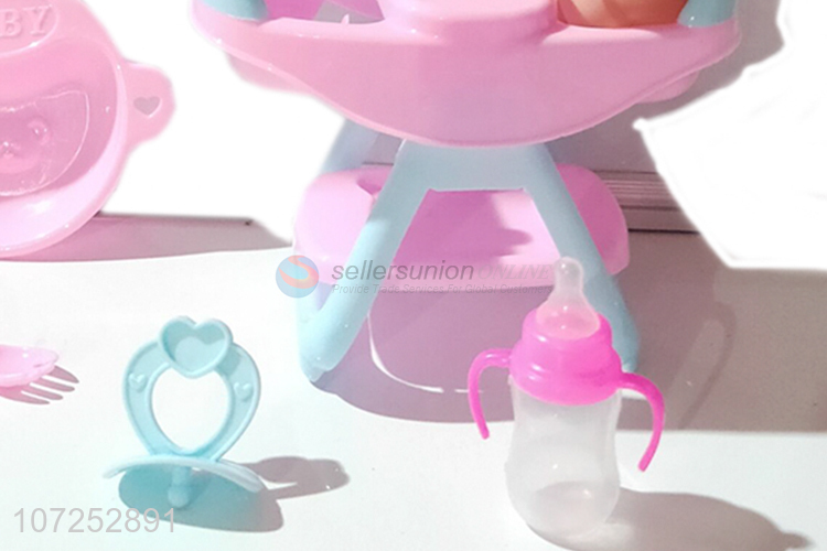 Unique Design Lovely Vinyl Baby Doll Toy With Baby Double Dining Chair