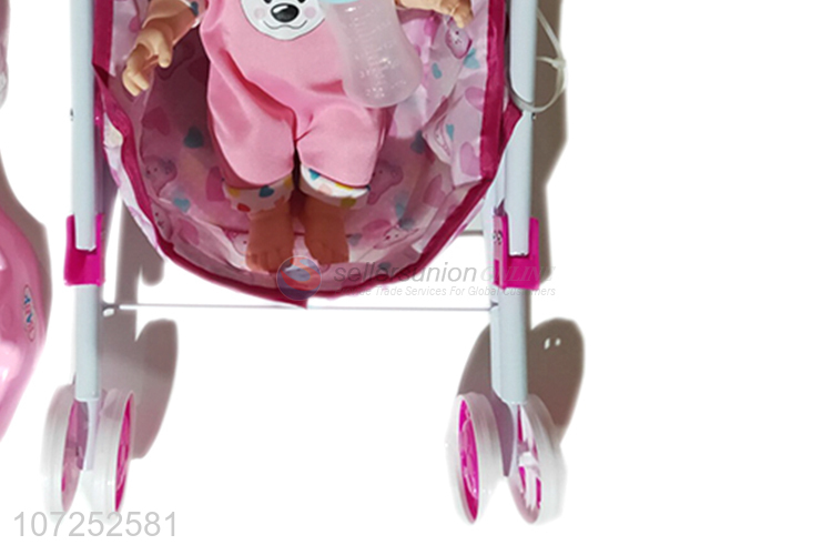 New Style 12 Inch Baby Reborn Doll Kits Baby Toy Doll Stroller For Girls