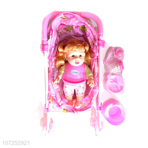 Premium Quality 12 Inch Lovely Baby Doll Stroller Toy For Girls