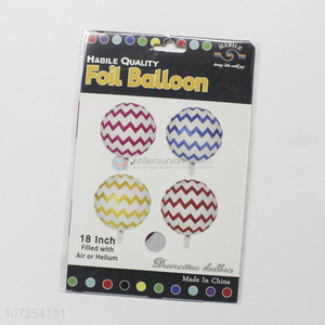 Wholesale cheap fashion round wavy stripe printed aluminum foil balloon