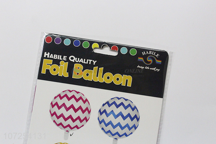 Wholesale cheap fashion round wavy stripe printed aluminum foil balloon