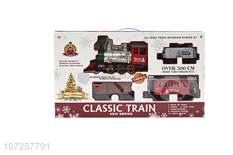 Professional supply battery operated Christmas train set toy electric plastic toys