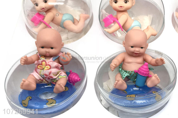 Latest arrival eco-friendly vinyl reborn baby doll set with bottles and lifebuoys in eggs