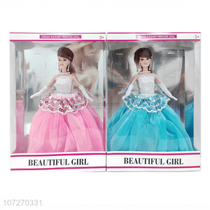 Good quality 11.5 inch solid body princess doll elegant wedding dress doll