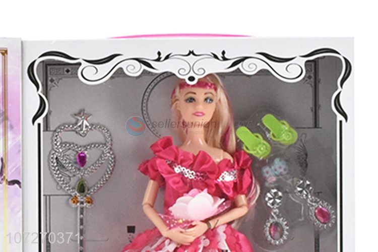 Factory direct sale 11.5 inch solid body princess doll wedding dress doll with magic wand and accessories