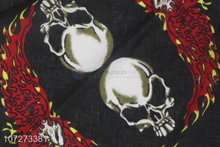 Latest design personalized cotton square bandana skull printed square headkerchief