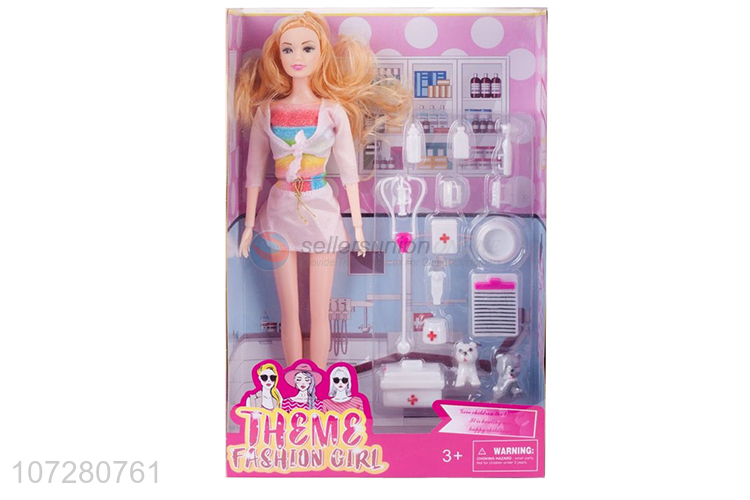 Good Quality 11 Joints Solid Body Doll Doctor Set Toy