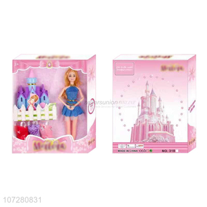 New Arrival 11 Joints Solid Body Doll With Castle And Dresses Set Toy