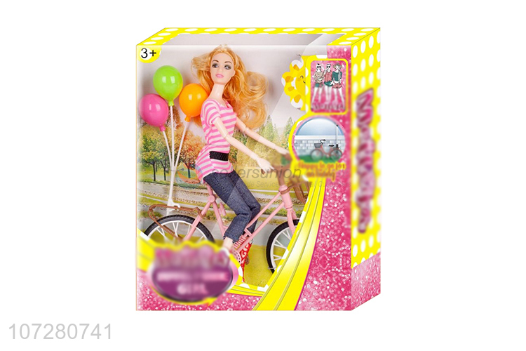 Custom Solid Body 11 Joints Girl With Bicycle Toy Doll