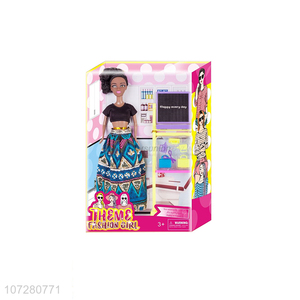 Popular 11 Joints Solid Body Black Women Doll Toy Set