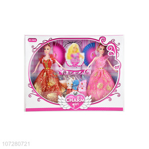 Hot Selling Solid Body Beauty Girl Doll With Dresses And Accessories Set Toy