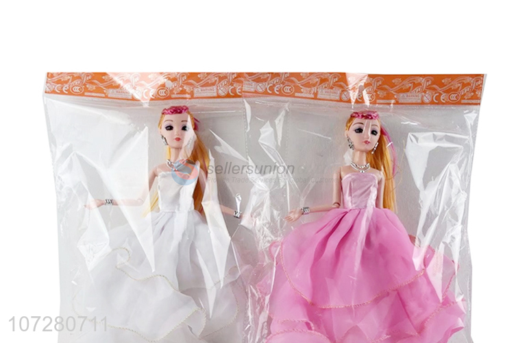 New Design Solid Body 12 Joints 3D Eyeball Wedding Dress Girl Doll