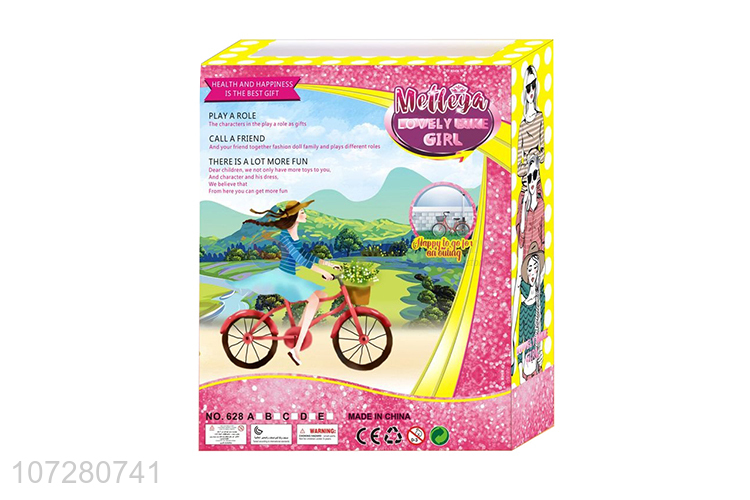 Custom Solid Body 11 Joints Girl With Bicycle Toy Doll