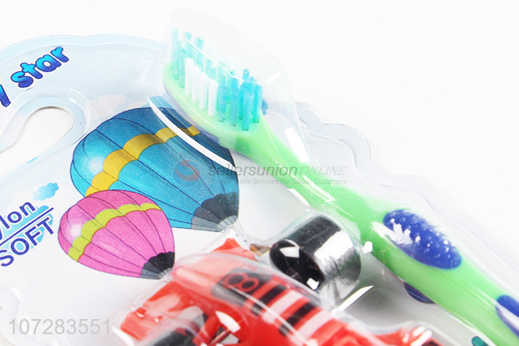 Latest design kids plastic toothbrush with toy 4-wheel racing car toy