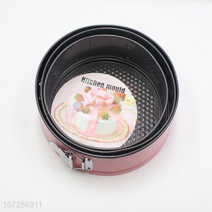 Premium quality 3pcs pink round metal cake mold kitchen baking pans